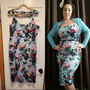 PINUP GIRL CLOTHING WIGGLE FLOWER DRESS SIZE 2XL